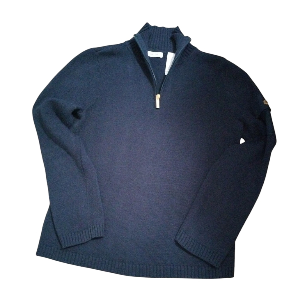 Liz Claiborne Navy Ribbed Sweater Quarter Zip 1/4 Zip Size Medium Liz & Co.